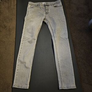 Topman Light Gray Skinny Stretch Jeans 34R
